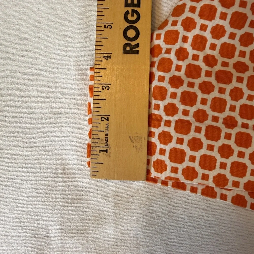 Banana Republic Ryan Fit Orange White Geometric Shorts Size 4 Cotton Stretch